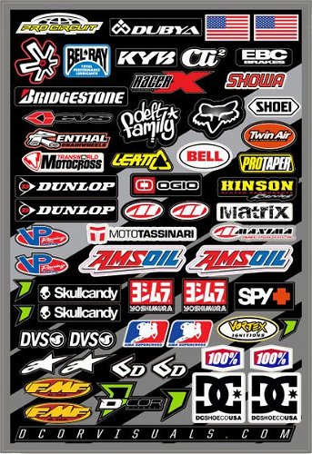 D'COR Misc. MX Brand Logos Graphics Decals Sheet 18x12"