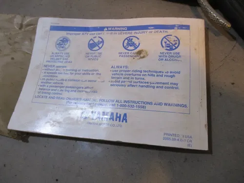 Yamaha Kodiak 450 4x4 Owners Manual Tools 2006