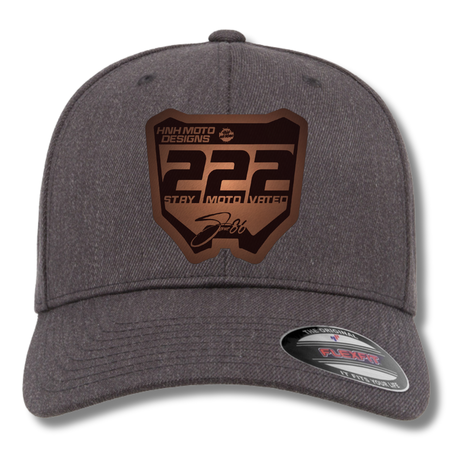 HnH Moto Dark Grey Leather Patch Limited Edition Snapback