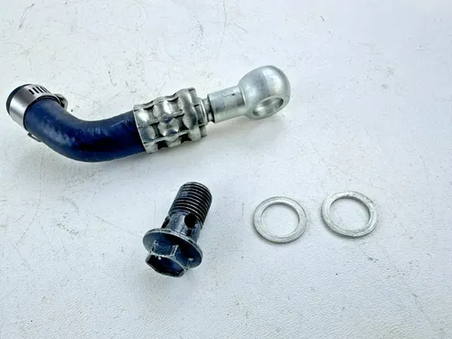 2018 Suzuki DRZ400SM  Lower Frame Engine Oil Line Hose W/ Banjo Bolt OEM Stock