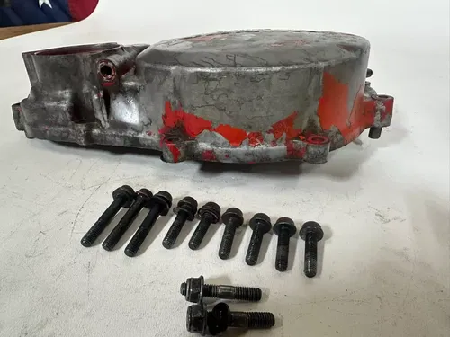 1986 Honda XL600R Right Hand Side Engine Clutch Cover RED OEM Stock