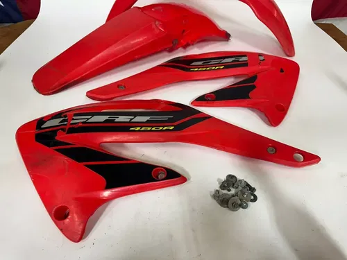 2004 Honda CRF450R OEM Plastics RED Shrouds & Front Rear Fender Fenders