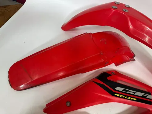 2004 Honda CRF450R OEM Plastics RED Shrouds & Front Rear Fender Fenders