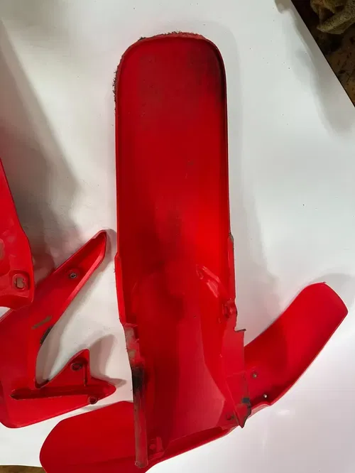 2004 Honda CRF450R OEM Plastics RED Shrouds & Front Rear Fender Fenders