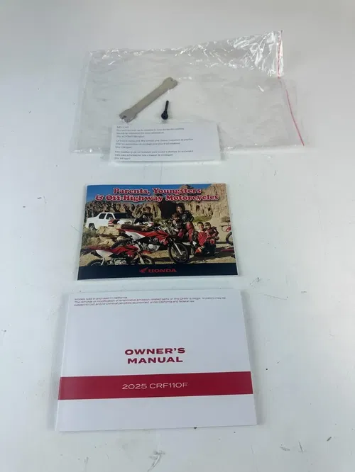 2025 HONDA CRF 110F Owners Manual & Throttle Limiter & Spoke Tool OEM