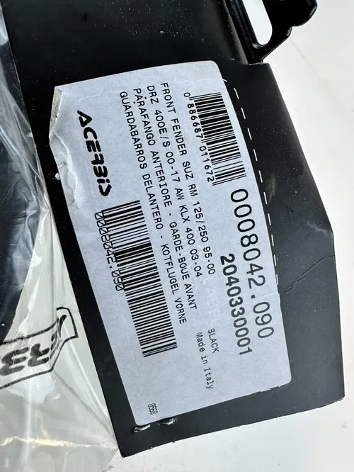 SUZUKI DRZ400SM 05-24 Front Acerbis Black Fender NEW