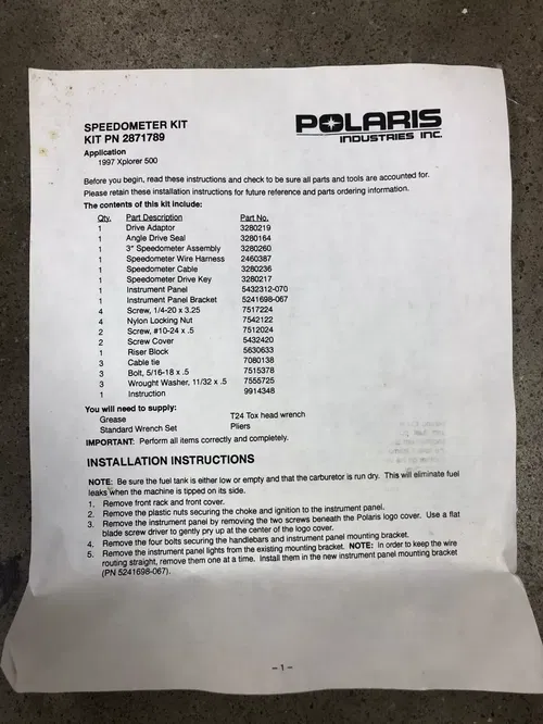 Polaris - 1997 Xplorer 500 - New OEM Speedo Kit  - 2871789