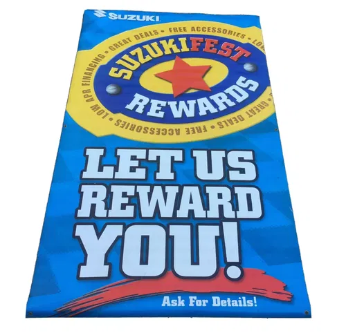 SUZUKI DEALERSHIP SUZUKIFEST REWARDS VINYL WALL POSTER BANNER SALES SIGN 36X92