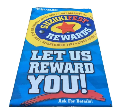 SUZUKI DEALERSHIP SUZUKIFEST REWARDS VINYL WALL POSTER BANNER SALES SIGN 36X92