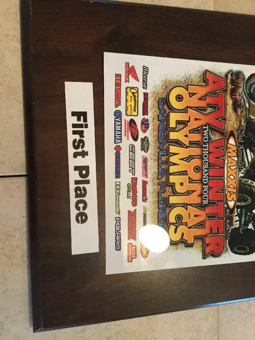 FIRST 1ST PLACE ATV AMA RACING PLAQUE AWARD IMS ROLL DESIGN LAEGER'S 250R 450R