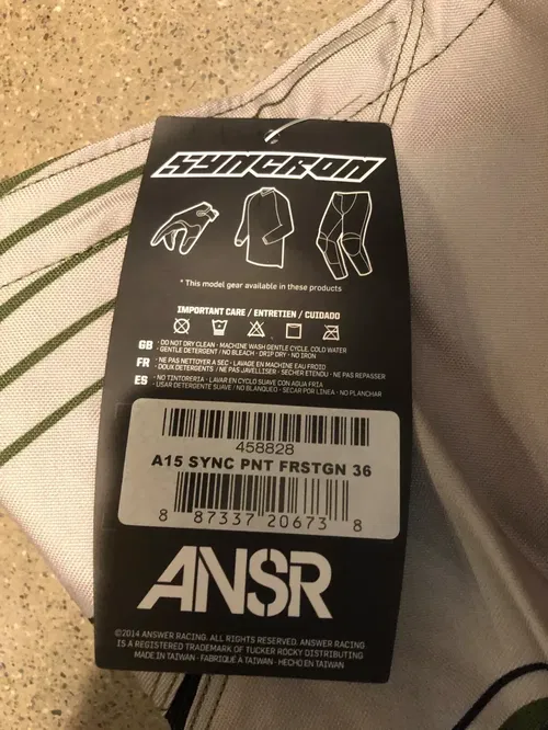 ANSR ANSWER A15 SYNC PANTS SYNCRON RACING FOREST GREEN ADULT MENS SIZE 36
