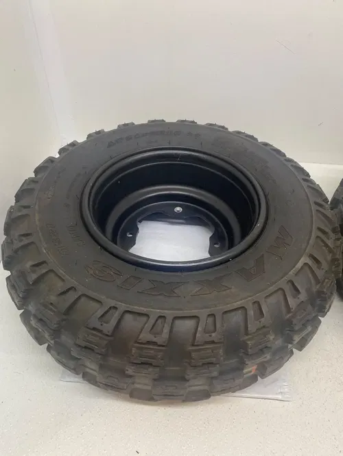 10" YAMAHA OEM FRONT WHEELS MAXXIS 21X7X10 TIRES 10X5.5 4/156 YFZ450 BANSHEE