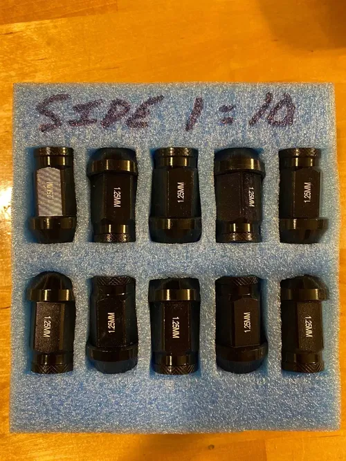 QUANTITY 20 Wheel Lug Nuts 1.25 mm OPEN END BLACK