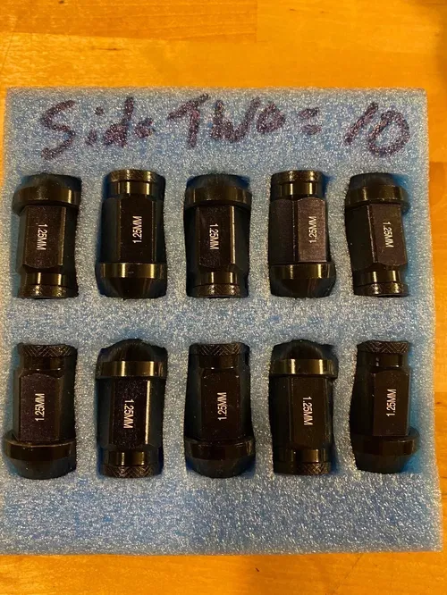 QUANTITY 20 Wheel Lug Nuts 1.25 mm OPEN END BLACK