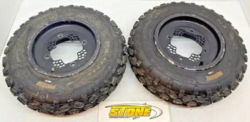 FRONT DWT ROK-OUT WHEELS 10X5 4/1 RAZR MX TIRES YAMAHA YFZ450R BANSHEE RAPTOR