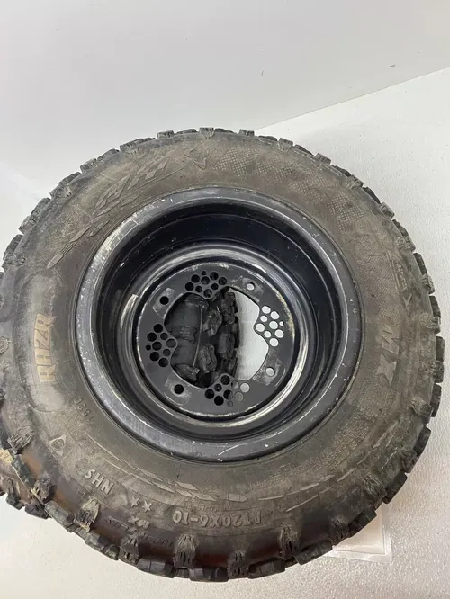 FRONT DWT ROK-OUT WHEELS 10X5 4/1 RAZR MX TIRES YAMAHA YFZ450R BANSHEE RAPTOR