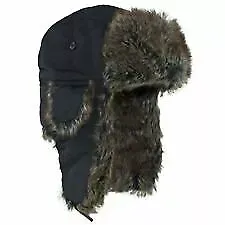 ZAN HEADGEAR WINTER HAT CAP TROOPER WARM HUNTING FAUX FUR ONE SIZE BLACK