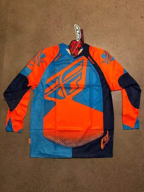 FLY RACING EVO REV EVOLUTION ORANGE BLUE JERSEY ADULT MENS SIZE L LARGE XL