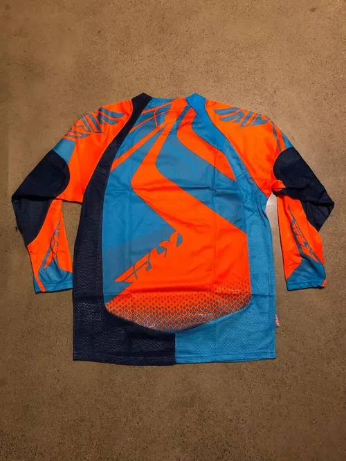 FLY RACING EVO REV EVOLUTION ORANGE BLUE JERSEY ADULT MENS SIZE L LARGE XL