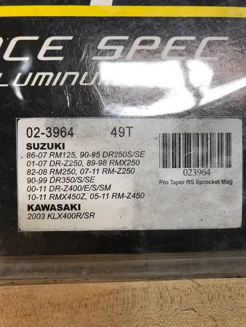PROTAPER ALUMINUM REAR SPROCKET 49 49T 49 T SUZUKI RM125 KAWASAKI KLX400R/SR