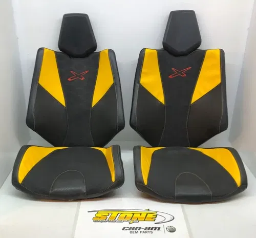 OEM Can-Am Maverick 1000 R X3 Turbo Black Yellow Seat Back Cushion Bottom Set 2