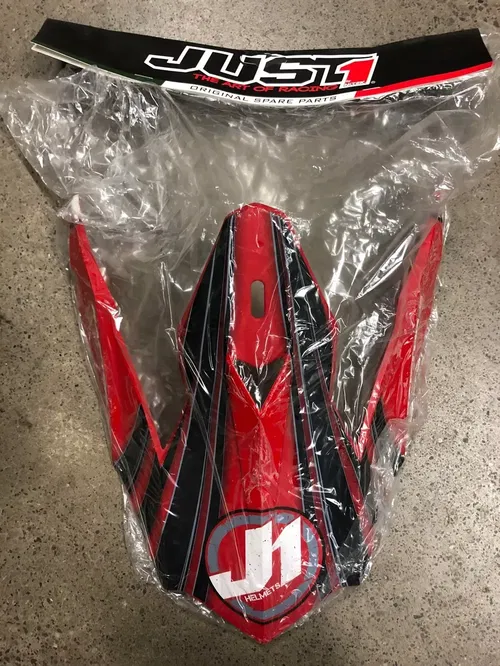 JUST1 J32 REPLACEMENT HELMET PEAK VISOR RAPTOR FLAT RED LARGE MX DIRT BIKE