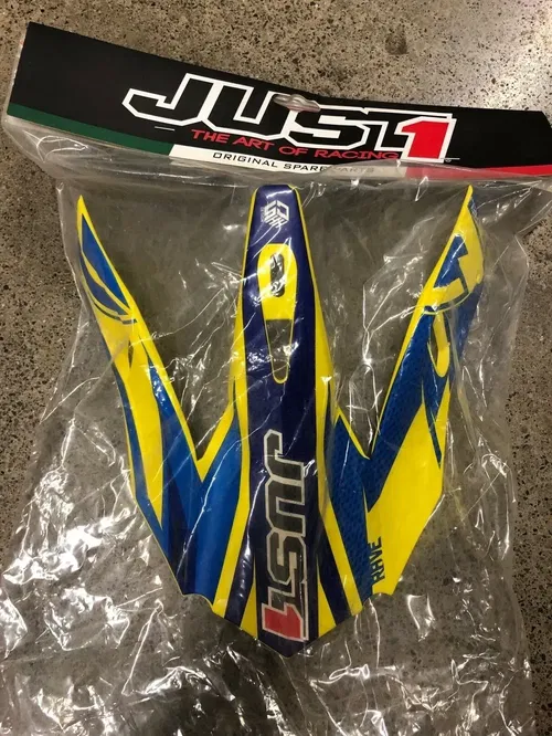 JUST1 J32 PRO REPLACEMENT HELMET PEAK VISOR RAVE BLUE YELLOW MX DIRT BIKE