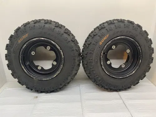 10" YAMAHA OEM FRONT WHEELS SUNF 21X7X10 TIRES 10X5.5 4/156 YFZ450 BANSHEE