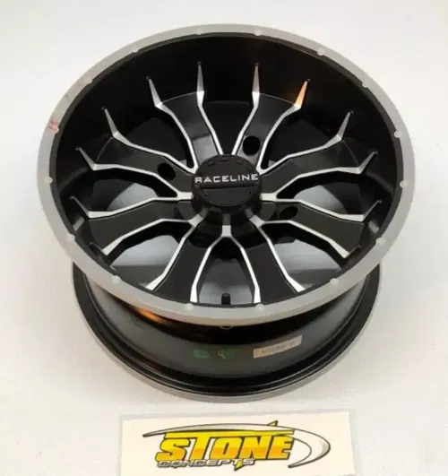 15x7 Raceline A77 Mamba UTV Satin Black with Machined Spokes Wheel 4x156 (5mm)