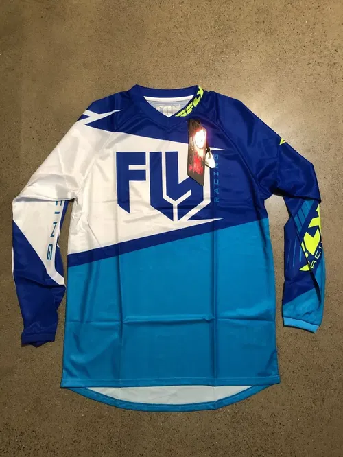 FLY RACING F-16 F16 BLUE HI-VIS JERSEY M MEDIUM Yamaha Yfz450r Yz450f YZ250F