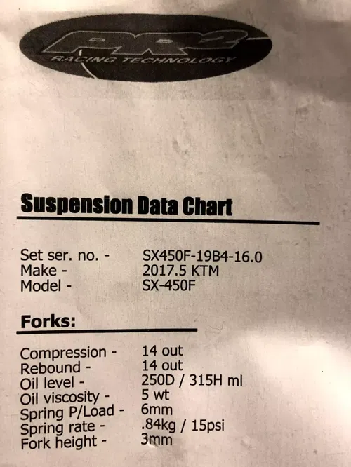 OEM 2017 KTM 450 SXF FACTORY EDITION WP AIR FORK SET FRONT FORKS PR2 RACING