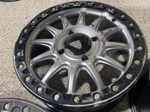 Raceline Alpha Beadlock 17" Wheels Silver (+25mm) Can-Am Maverick X3 Wheel Set C