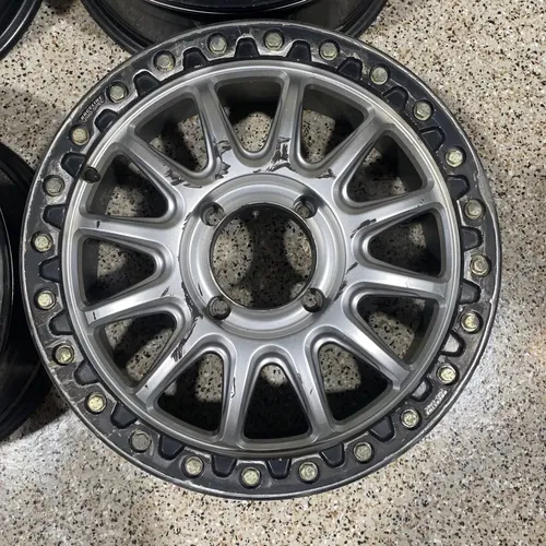 Raceline Alpha Beadlock 17" Wheels Silver (+25mm) Can-Am Maverick X3 Wheel Set C