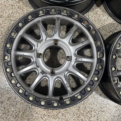 Raceline Alpha Beadlock 17" Wheels Silver (+25mm) Can-Am Maverick X3 Wheel Set C
