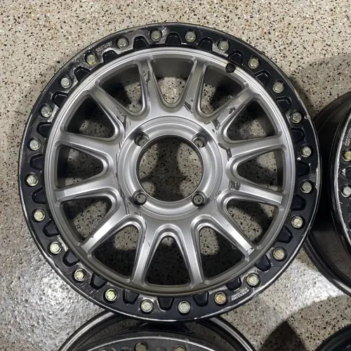 Raceline Alpha Beadlock 17" Wheels Silver (+25mm) Can-Am Maverick X3 Wheel Set C