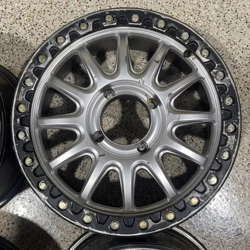 Raceline Alpha Beadlock 17" Wheels Silver (+25mm) Can-Am Maverick X3 Wheel Set C