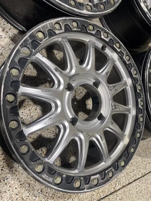 Raceline Alpha Beadlock 17" Wheels Silver (+25mm) Can-Am Maverick X3 Wheel Set C
