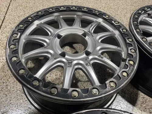 Raceline Alpha Beadlock 17" Wheels Silver (+25mm) Can-Am Maverick X3 Wheel Set C