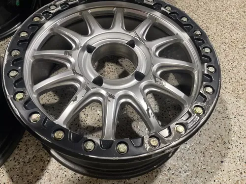 Raceline Alpha Beadlock 17" Wheels Silver (+25mm) Can-Am Maverick X3 Wheel Set C