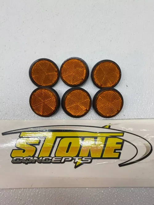 AMBER ORANGE UNIVERSAL ROUND REFLECTOR LICENSE PLATE MOTORCYCLE BICYCLE ATV LOT