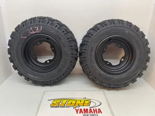 FRONT ALUMINUM BLACK WHEELS & MAXXIS TIRE 10X5.5 YAMAHA RAPTOR 350 4/156 21X7X10