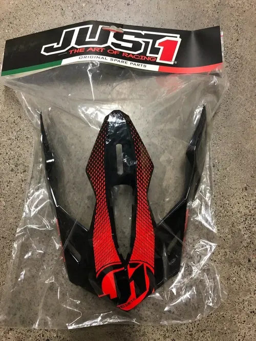 JUST1 J34 REPLACEMENT HELMET PEAK VISOR SHAPE NEON RED DIRT BIKE MOTORCYCLE