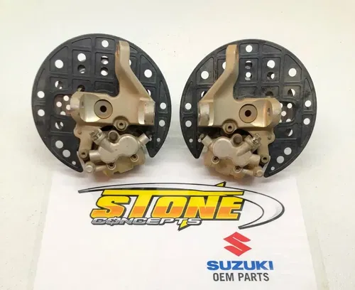 OEM Suzuki LTR450 06-09 Spindle Knuckle Front Brake Caliper Rotor Wheel Hub Set
