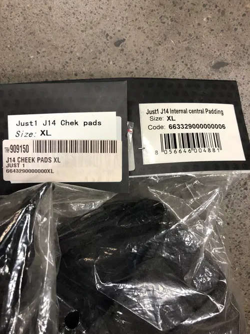 JUST1 J14 HELMET CHEEK PADS & TOP CAP LINER INTERNAL CENTRAL PADDING X-LARGE XL