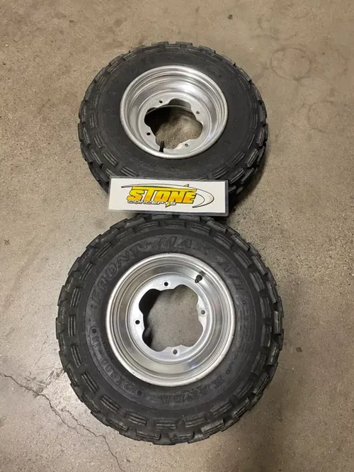 10" YAMAHA BANSHEE OEM FRONT WHEELS KENDA TIRES 10X6 4/156 YFZ450 BANSHEE