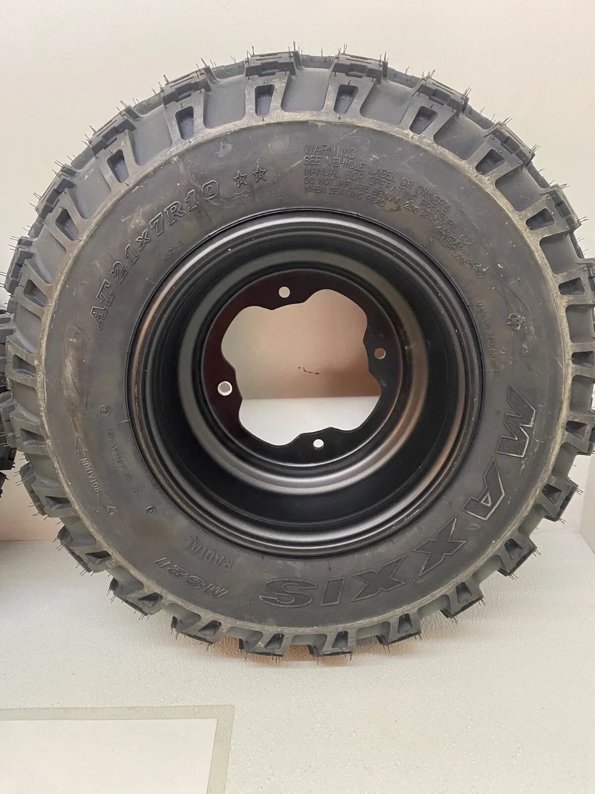 FRONT OEM BLACK WHEELS & MAXXIS TIRES 10X5.5 YAMAHA WARRIOR 350 4/156 21X7X10