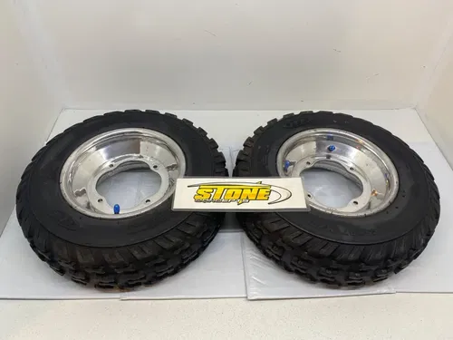 FRONT ITP POLISHED WHEELS 10X5 3/2 HOLESHOT TIRES YAMAHA YFZ450R BANSHEE RAPTOR