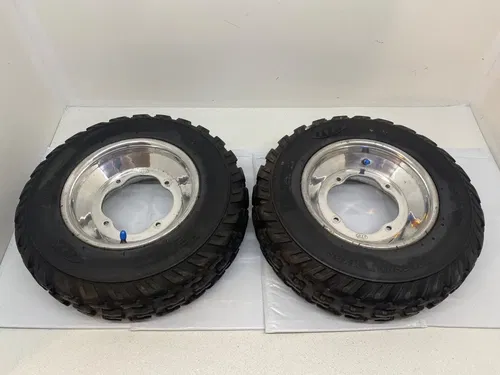 FRONT ITP POLISHED WHEELS 10X5 3/2 HOLESHOT TIRES YAMAHA YFZ450R BANSHEE RAPTOR