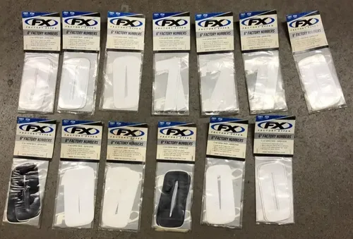 FACTORY EFFEX NUMBER PLATE FENDER DECALS MAILBOX WHITE BLACK 6" #0 #7 LOT OF 39