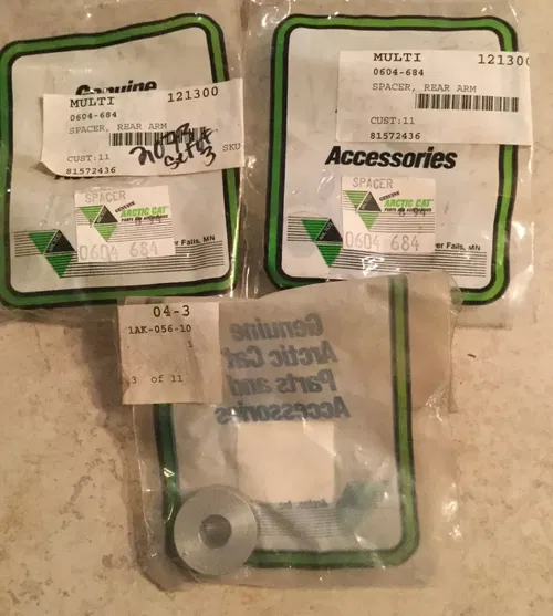 ARCTIC CAT OEM SNOWMOBILE REAR RR ARM SPACER SET OF 3 0604-684 OBSOLETE GENUINE